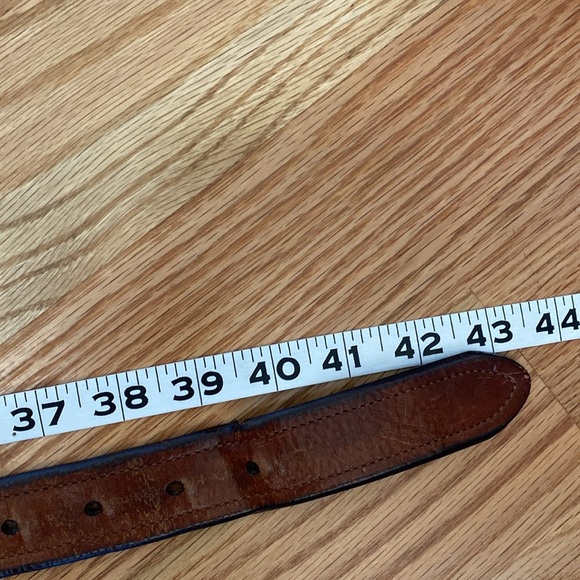 Men’s Ralph Lauren Leather Belt Brown Brass Buckle distressed classic vintage - Picture 10 of 13